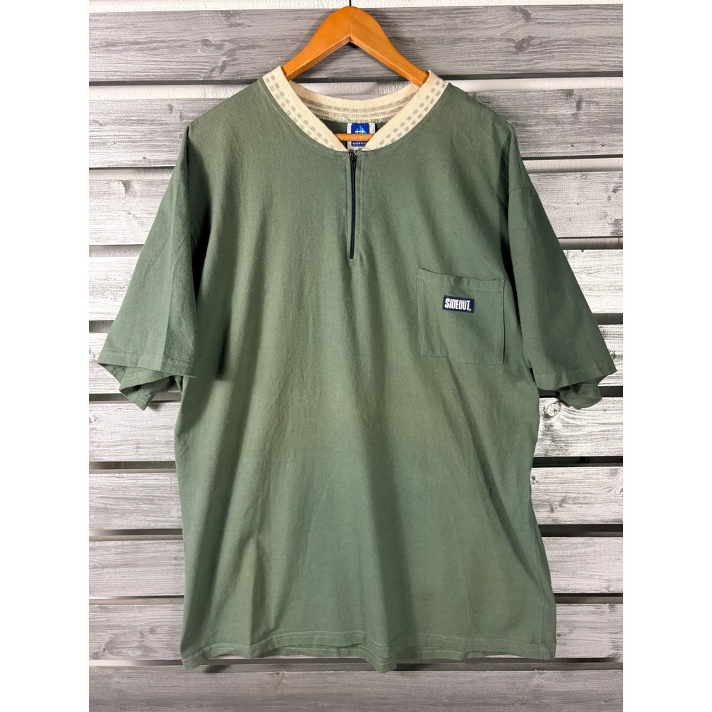 Vintage Sideout Sport Mens XXL/XL 1/4 Zip T-Shirt USA 90s Surf Skate sun faded